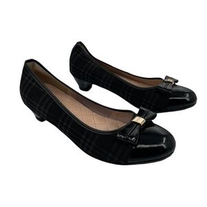 Orin Black Plaid Black Patent Cap Toe Ballet Flat Heels Size 6 1/2 Women's